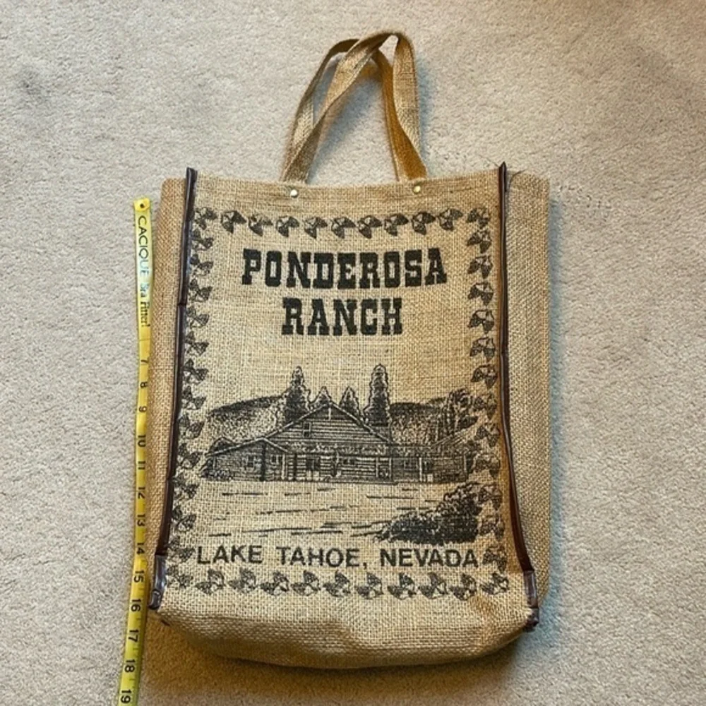Ponderosa Ranch Lake Tahoe, Nevada burlap tote bag